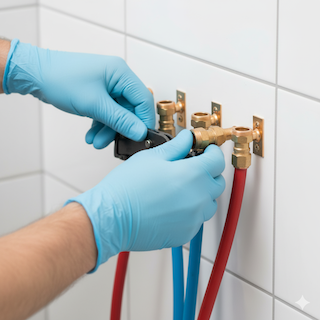 Plomero urgente reparando tubería de cobre en Ambato con sonda eléctrica profesional